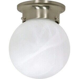 Nuvo 60/6008 One Light Flush Mount, Pwt, NIckel, B/S, Slver